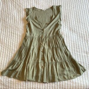 Elegant Olive Green Button-Down Dress